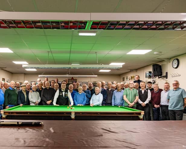 Ashington Veterans and Elders Institute was packed for the visit of 2022 World Billiards champion Dave Causier. (Photo by Richard Alderson)