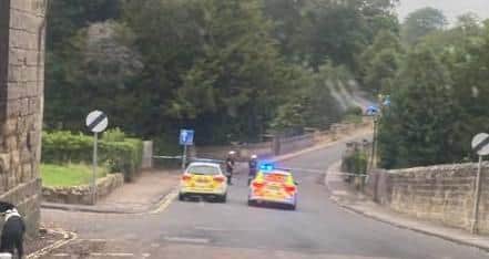 Police at the scene of the incident in The Pastures, Alnwick, on Tuesday. Picture courtesy of Harvey Coxon.