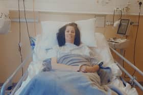 Jill Dodds in her hospital bed.