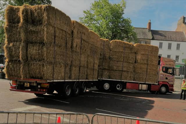 A lorry carrying hay bales had difficulties getting through Alnwick. Picture: Alison Holland