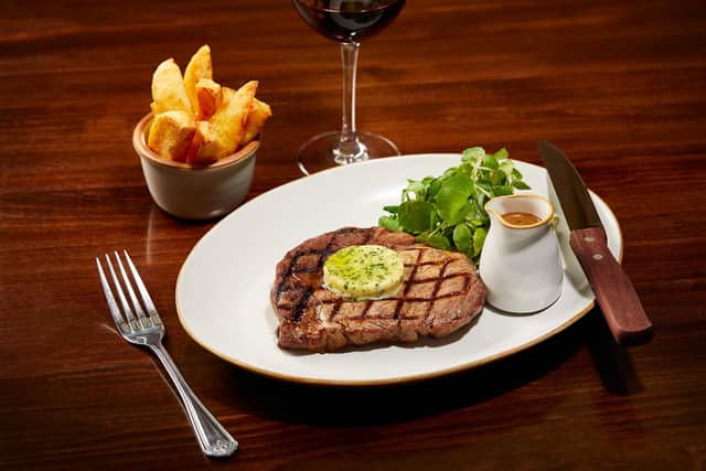 The menu offering at Linden Tree Pub will include rib-eye steak with garlic butter and peppercorn sauce.
