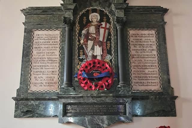 The First World War memorial at Ford church.