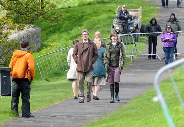 Colin Firth and Nicole Kidman  take a stroll along Berwick's walls while filming an adaptation of Eric Lomax's The Railway Man.