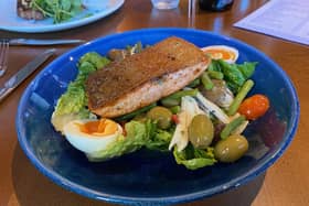 Chalk stream trout nicoise at The Whittling House, Alnmouth.