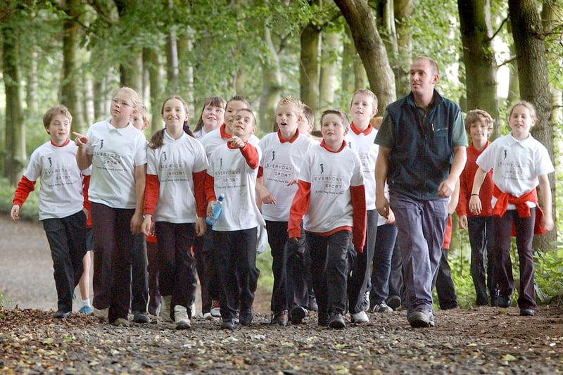 Duke's Middle School pupils at The Alnwick Garden completing a woodland walk as part of the Everyday Sport Campaign.