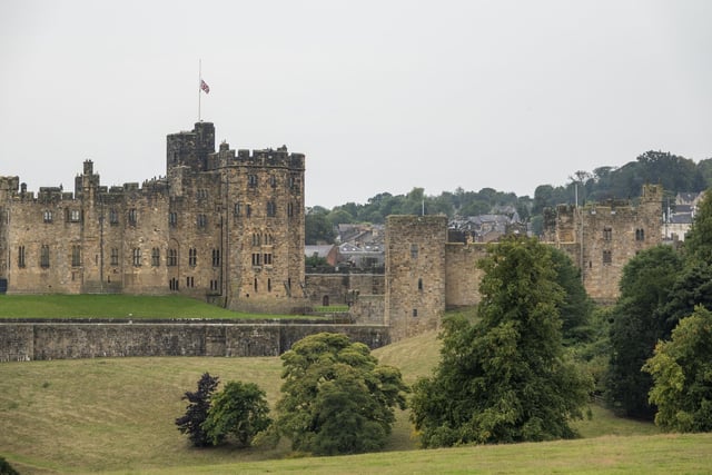 The Union flag flying at half mast at Alnwick Castle.