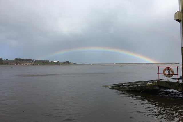 A rainbow spanning the River Tweed at Berwick taken by Alan Hughes next to the lifeboat station.