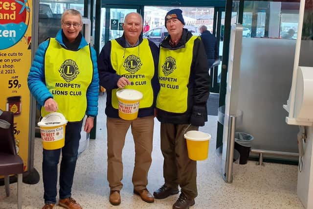 Morpeth Lions Club members collecting at Morrisons in Morpeth.