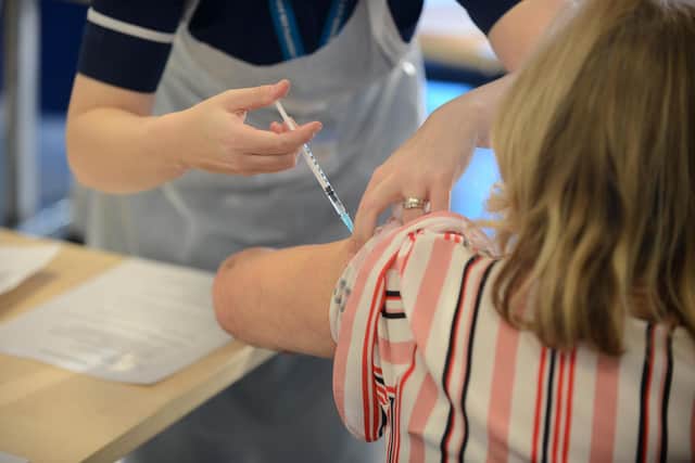 A covid vaccine being administered at a vaccination centre in the North East
