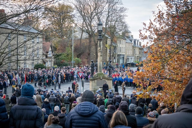 A large crowd at the war memorial in Alnwick on Remembrance Sunday.