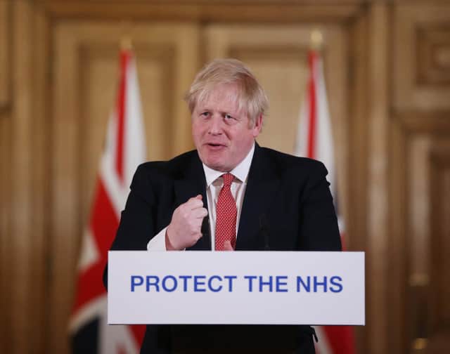 Prime Minister Boris Johnson speaks during a media briefing in Downing Street, London, on coronavirus.