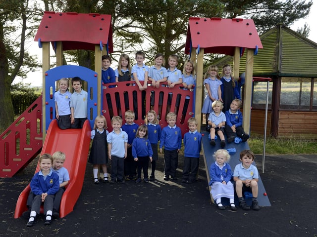 Happy days for the new pupils at Hipsburn First School.