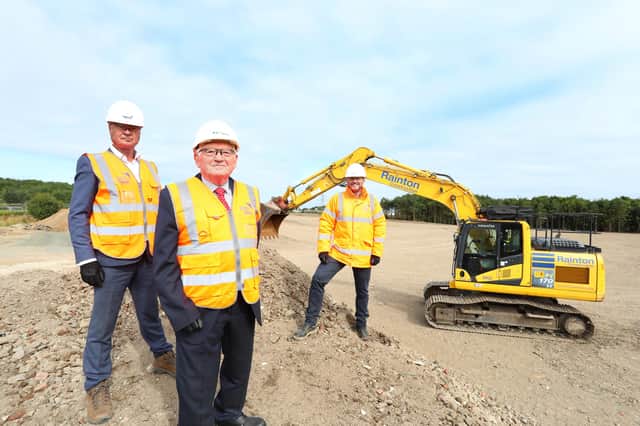from left: Michael Black, director of Economic Growth and Investments at Advance Northumberland; Coun Jeff Watson, Chair of Advance Northumberland; and Dave Elliott, managing director of Rainton Construction.