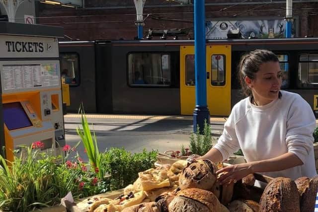Angelika Taic has a stall selling bakery items in the station.