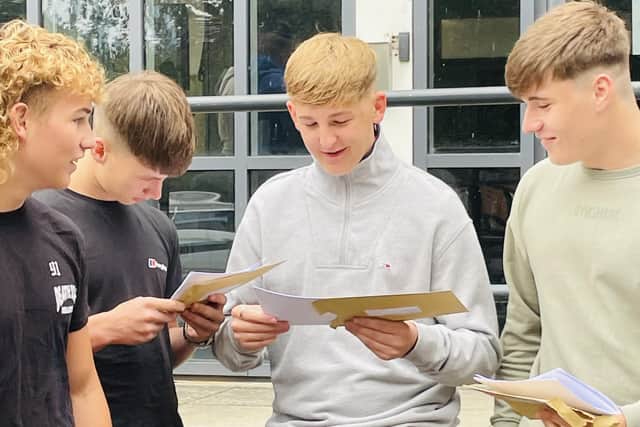 Pupils at King Edward VI School in Morpeth find out their GCSE results.