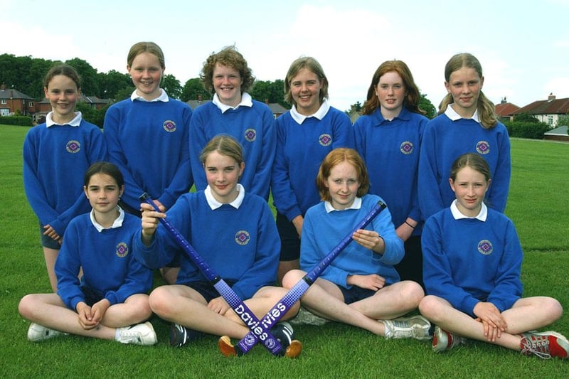 The hockey team at Lindisfarne Middle School, Alnwick, in June 2003.