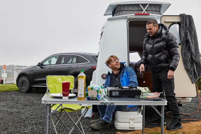 Top Gear presenters Freddie Flintoff and Paddy McGuinness in Northumberland. Picture: BBC