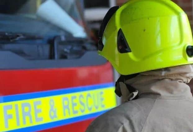 Fire crews have been deployed to tackle a blaze at a hay shed in Northumberland.