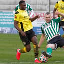 Action from Blyth Spartans’ 1-0 home win over Guiseley on Saturday.