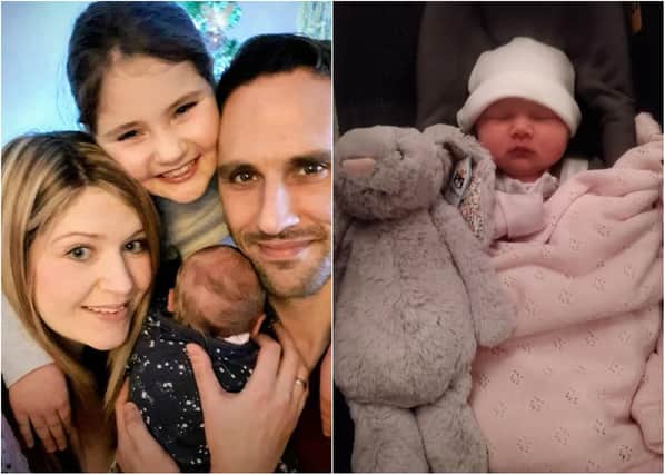 Little Rosa Charlotte May Withington was born at Northumbria Specialist Emergency Care Hospital, in Cramlington, at 8.45am on Christmas morning, weighing a healthy 7lbs 12oz. She is pictured here with proud parents David and Stacey Withington, of Morpeth, and big sister Milena.