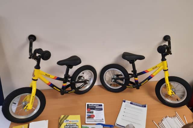 Balance bikes were on display at West Bedlington Community Centre last weekend and will be on show at East Bedlington Community Centre on Friday, November 4 and Saturday, November 5.