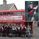 The Rothbury Highland Pipe Band ahead of a tour of Coquetdale, and, inset David Brown, MBE, who sadly passed away this week.