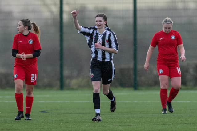 Libby Rees was back on the scoresheet again for Alnwick Town FC Ladies, scoring both goals in the win against Redcar. Picture: Alnwick Town FC Ladies