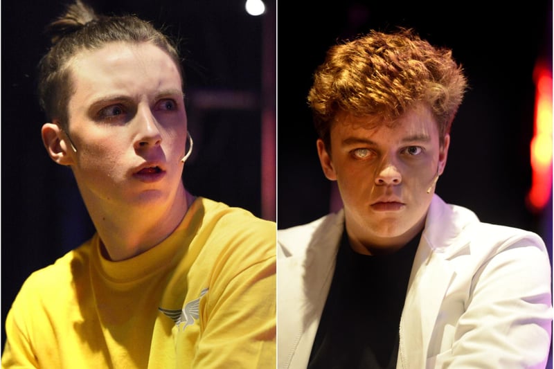 Duchess's High School pupils perform Return To The Forbidden Planet at Alnwick Playhouse. Tyler Angus as Bosun and Jordan Shiel as Dr Prospero.