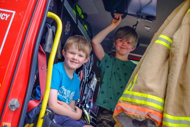 Children had the opportunity to sit (or stand) in a fire engine.