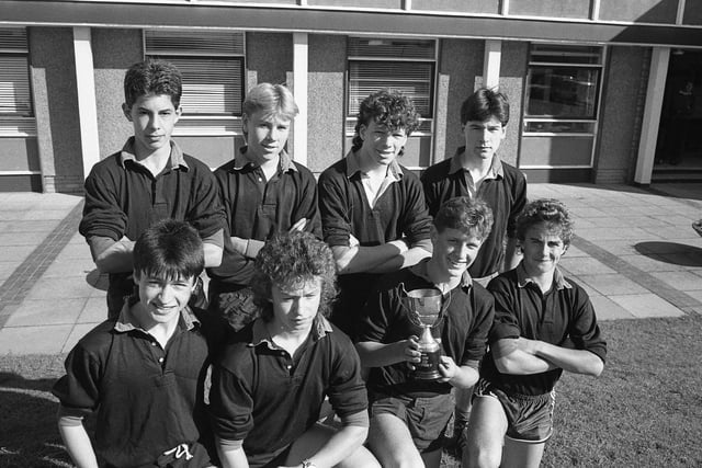 The Duchess's High School 7-a-side rugby team in September 1986.