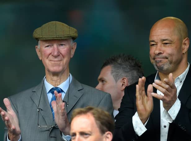 Ex Ireland manager Jack Charlton (l) and former player Paul McGrath before the International friendly match between Republic of Ireland and England in 2015.  (Photo by Stu Forster/Getty Images)