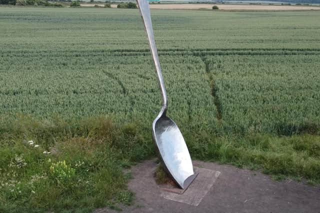 This giant 15ft spoon is located in-between two fields near Cramlington and Seghill. All pictures courtesy of Fabulous North.