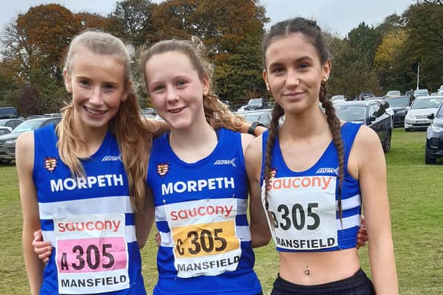 Morpeth U17 girls at Mansfield - Caitlin Flanagan, Millie Breese and Abi Leipe.