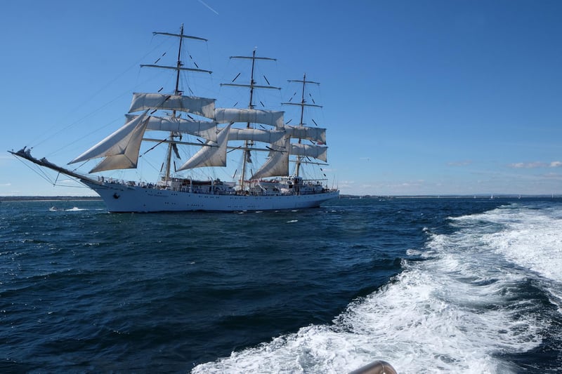 The Dar Mlodziezy in sail.