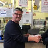 Wooler postmaster 'Dougie' Grey with Post Office area manager Neil Barnard.