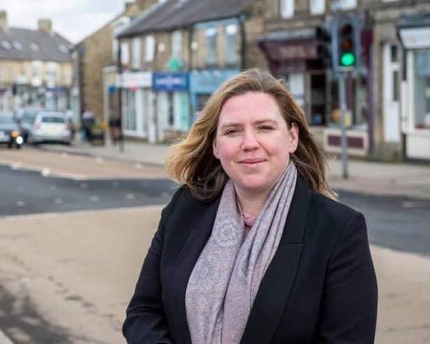 Prudhoe North councillor Angie Scott on the town's Front Street. Photo: Northumberland Labour.