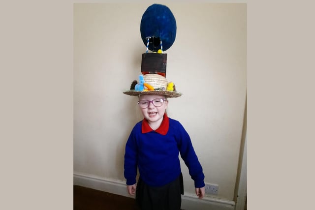 Lucy-Ann Robinson shows off her Easter bonnet - we love the egg on top!