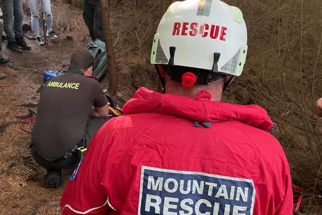 Rescue of fallen walker at Thrunton Woods.