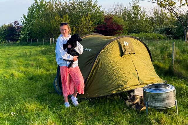 Lucy Baker Cresswell on the 'pop up' campsite.