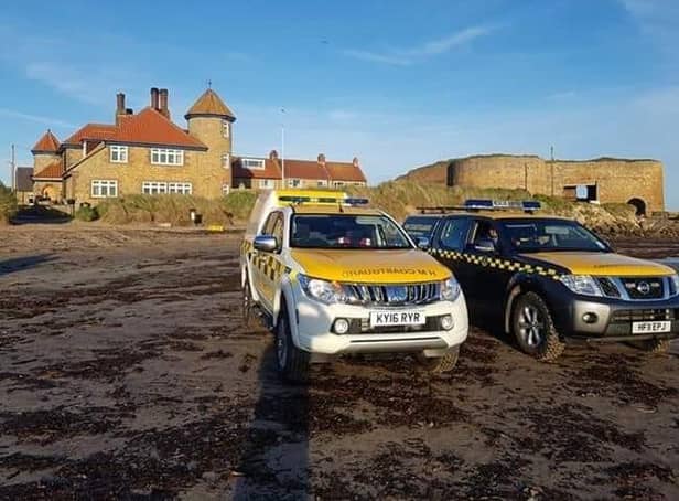 Coastguard rescue teams were called from Seahouses and Howick to help a casualty who had fallen on rocks close to Bamburgh.