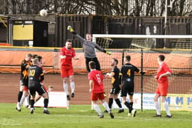 Goalmouth action from Berwick Rangers win against Edinburgh University