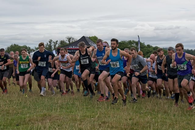 The start of the Cheviot Trial Hill Race.