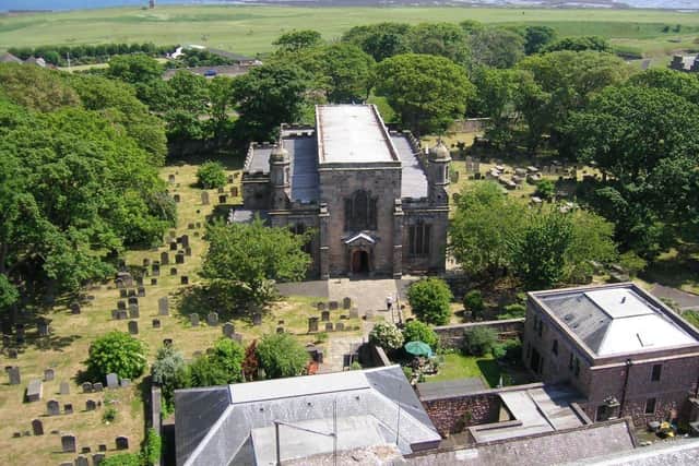 An aerial view of Berwick Parish Church.