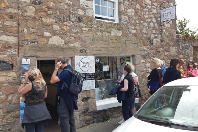 Pilgrims Gelato and Coffee House on Holy Island. One reviewer wrote: 'Must visit for coffee and ice cream. Tripadvisor rating 4.5.