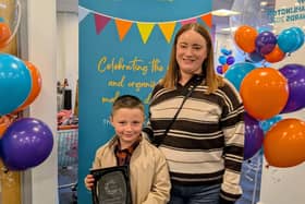 Finlay Stubbs with club instructor Gemma Gibson at the Love Cramlington Awards.
