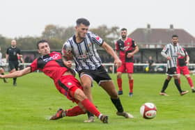 Action from Ashington's 4-1 defeat against Stockton Town. Picture: Ian Brodie