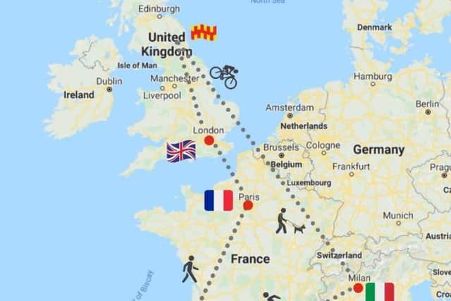 Active Northumberland staff are aiming to collectively walk, run or cycle 3,685 miles, the equivalent of travelling from Northumberland to Milan - Madrid - Paris - London - and home.