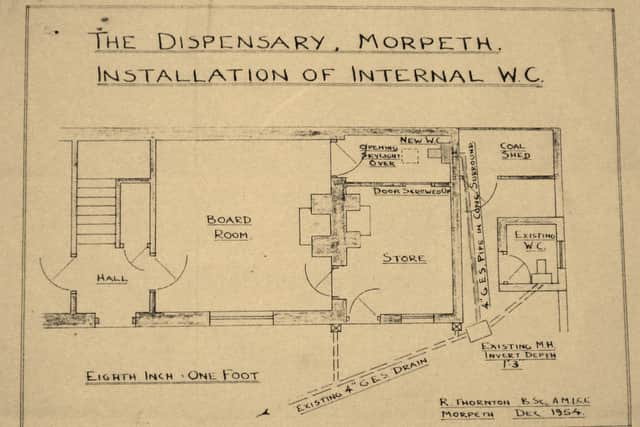 A partial plan of the Dispensary; the actual dispensary was in the part marked Store.