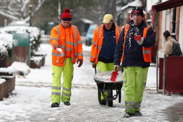 Many pavements are still icy and have not been gritted, even in town centres. Image: Adrian Dennis/AFP via Getty Images.