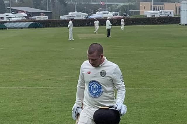 Bradley Spiers was out after a spectacular catch by Berwick's Aaron Hart. Picture Alnwick CC